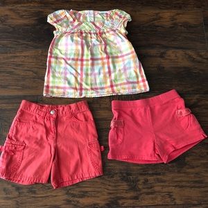 Girls Gymboree Spring & Summer Shirt & 2 Shorts 4T